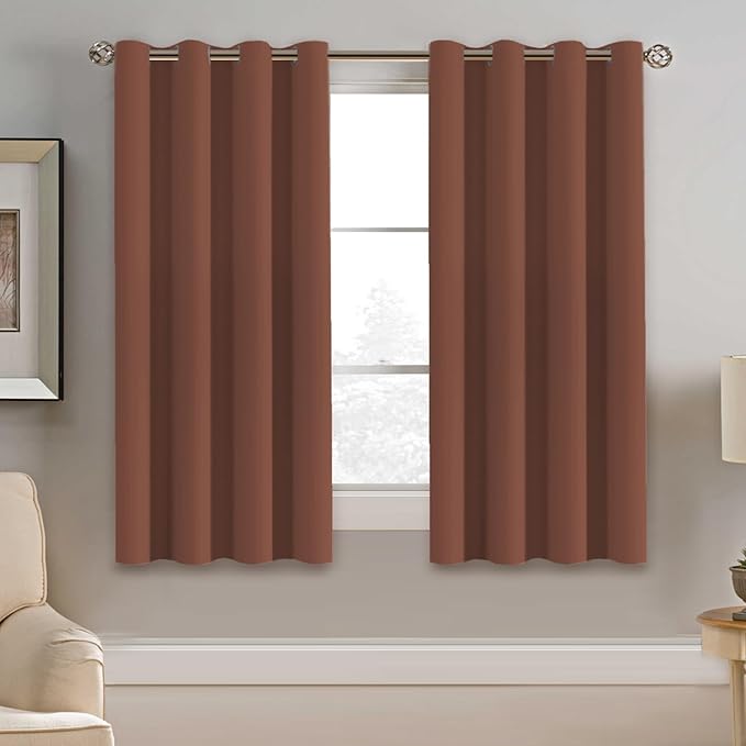H.VERSAILTEX Blackout Curtain for Bedroom Thermal Insulated Window Treatment Curtain 54 inch Length Energy Saving Solid Grommet Top Blackout Drape, One Panel, Washed Spice, 52" W x 54" L