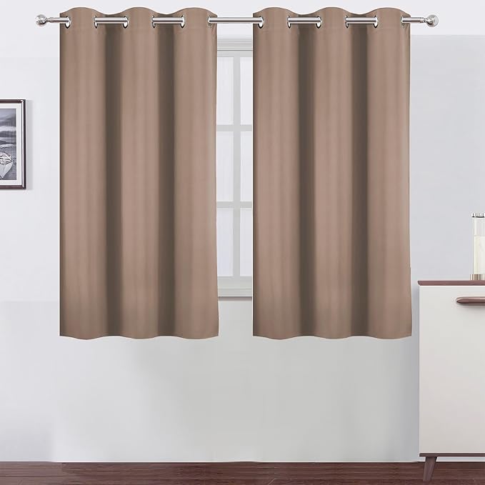 LEMOMO Cappuccino Blackout Curtains 42 x 54 Inch Length Set of 2 Panels Grommet Bedroom Curtains for Living Room