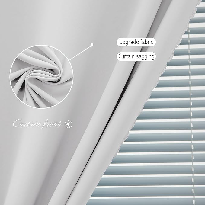 Blackout Curtains for Bedroom Sticky Curtain Blackout Window Cover Self Adhesive Curtains Rod No Drillng, 59" W X 71" L, Light Grey, 1 Panel