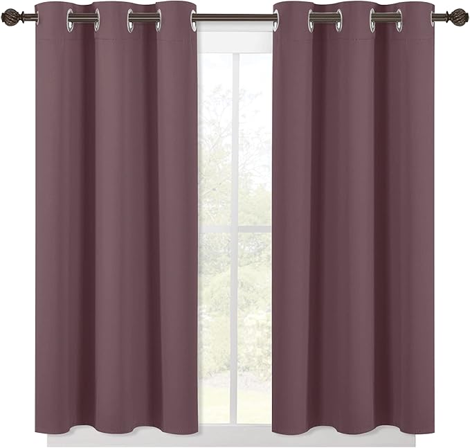 NICETOWN Modern Blackout Curtains Noise Reducing, Thermal Insulated and Privacy Room Darkening Drape Panels for Boy's Guest Room Door Small Short Window (Dry Rose, 2 Panels, W42 x L45 -Inch)