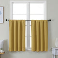 Simplebrand Ava Bright Gold Short 36 Inches Blackout Curtain 2 Panels Set, Half Window Rod Pocket Privacy Curtain Tiers for Kitchen, Curtains Blackout for Bathroom Shades, W40 x L36 Inch, Bright Gold