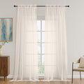 OVZME Cream Bedroom Curtains 2 Panel Sets 96 Inch Length, 59 Inch Extra Wide Light Filtering Voile Drapes Light Airy Window Drapes for Patio Door Living Room Bedroom Dining, 59Wx96L Inches