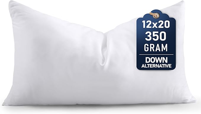 Utopia Bedding Throw Pillows (Set of 1, White) – 12 x 20 Inches Down Alternative Pillows for Bed, Sofa, and Couch - Fluffy Decorative Stuffer Pillow for Indoors & Outdoors
