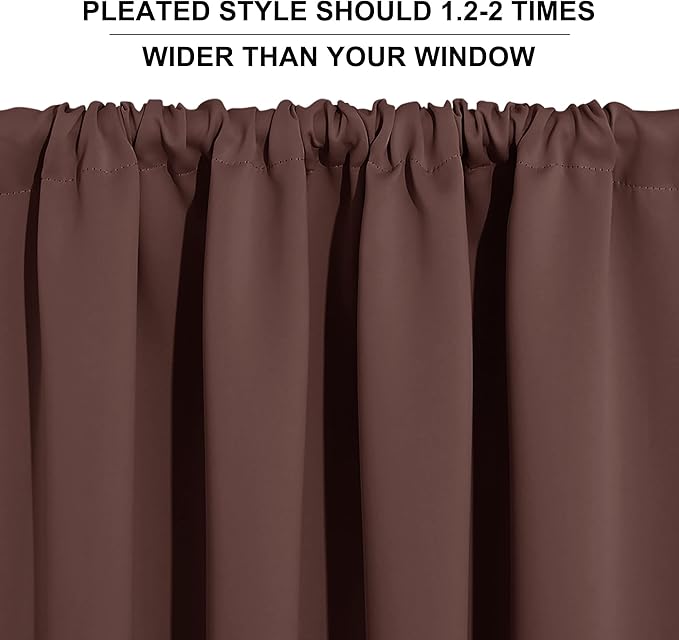 RYB HOME Cafe Blackout Curtains 24 inch Length, RV Curtains for Camper Windows, Mini Short Small Insulating Light UV Blocking Privacy Half Window Tiers, Width 29 by Length 24, Chocolate Brown, 2 Pcs
