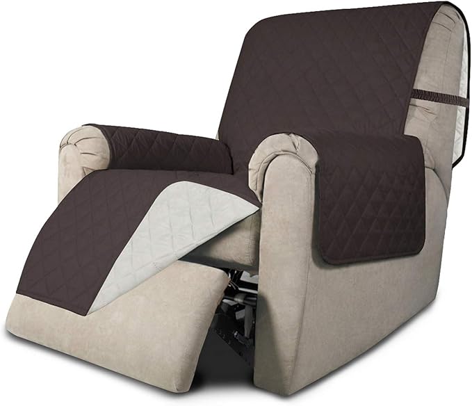 Easy-Going Recliner Sofa Slipcover Reversible Sofa Cover Water Resistant Couch Cover Furniture Protector with Elastic Straps for Pets Kids Children Dog Cat (Recliner, Chocolate/Ivory)