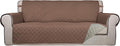 PureFit Reversible Quilted Sofa Cover, Water Resistant Slipcover Furniture Protector, Washable Couch Cover with Non Slip Foam and Elastic Straps for Kids, Pets (X Large, Brown/Beige)