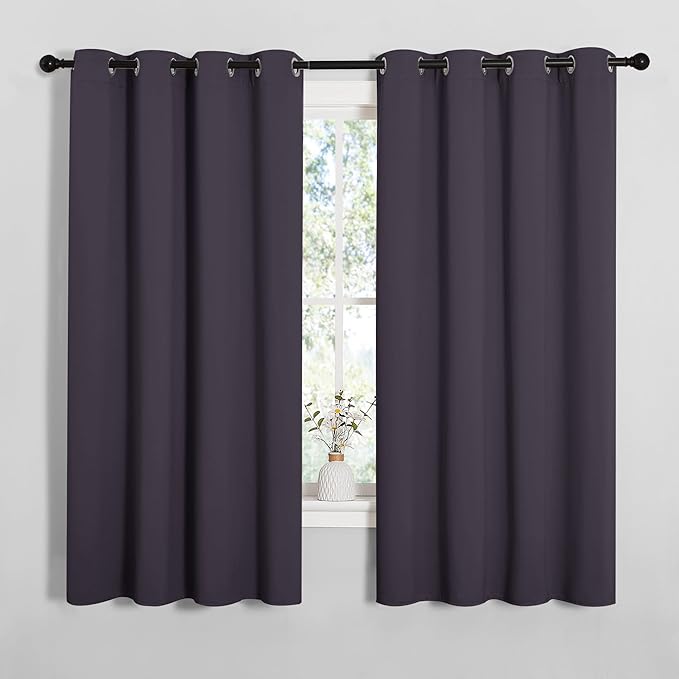 NICETOWN Greyish Purple Blackout Curtains 68 inches Length for Living Room, 2 Panels, 55" Wide, Thermal Insulated Decoration Drapes for Bedroom Window