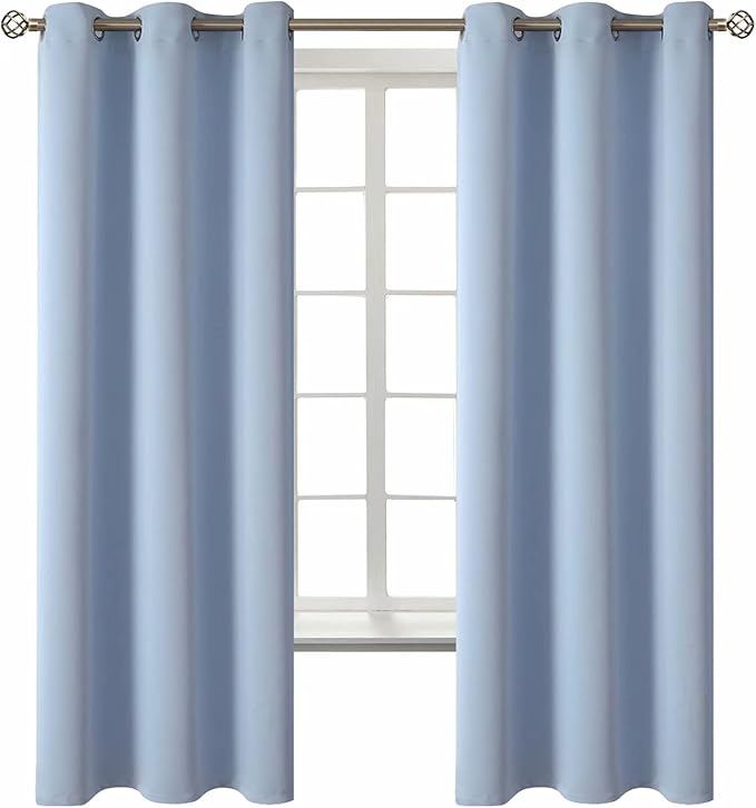 BGment Blackout Curtains for Living Room - Grommet Thermal Insulated Room Darkening Curtains for Bedroom, 2 Panels of 42 x 63 Inch, Spa Blue