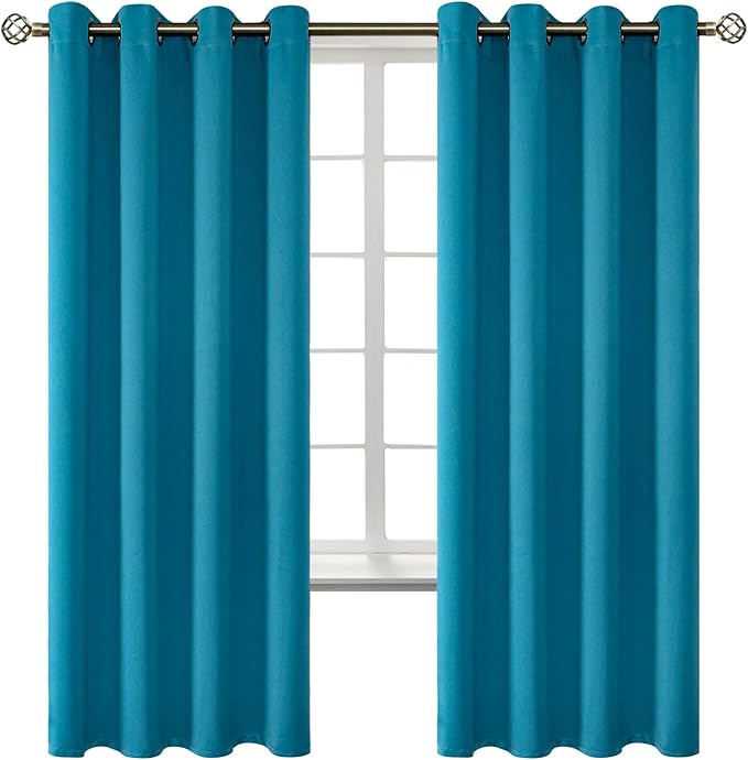 BGment Blackout Curtains - Grommet Thermal Insulated Room Darkening Bedroom and Living Room Curtains, Set of 2 Panels (52 x 72 Inch, Peacock Blue)