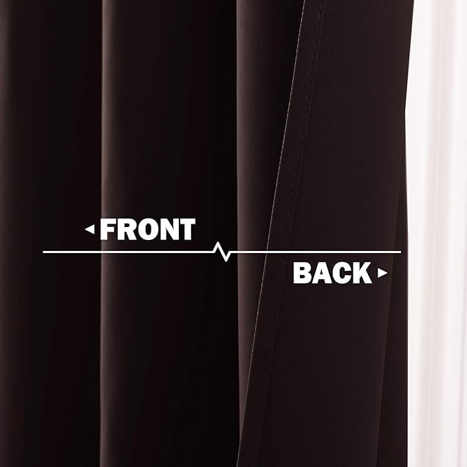 NICETOWN Kitchen Blackout Window Treatments Curtains - Eyelet Top Home Fashion Blackout Curtains Tailored Panels (Double Panels, W42 x L36 inches 1.2 inches Header, Toffee Brown)