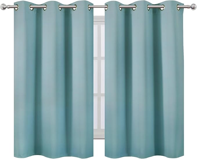 LEMOMO Stone Blue Blackout Curtains/38 x 54 Inch/Set of Two Panels Grommet Living Room Curtains