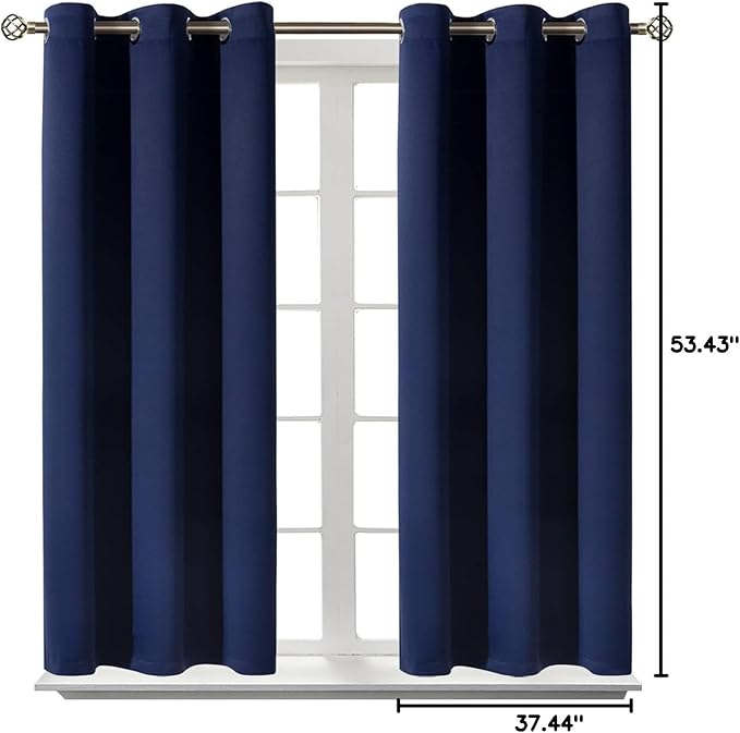 BGment Blackout Curtains for Bedroom - Grommet Thermal Insulated Room Darkening Curtains for Living Room, Set of 2 Panels (38 x 54 Inch, Navy Blue)