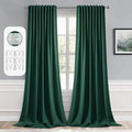 MIULEE Christmas Hunter Green Back Tab Blackout Curtain 96 Inch Long 2 Panels Set for Living Room Bedroom, Rod Pocket/Pinch Pleat Thermal Insulated Room Darkening Pleated Floor to Ceiling Drapes