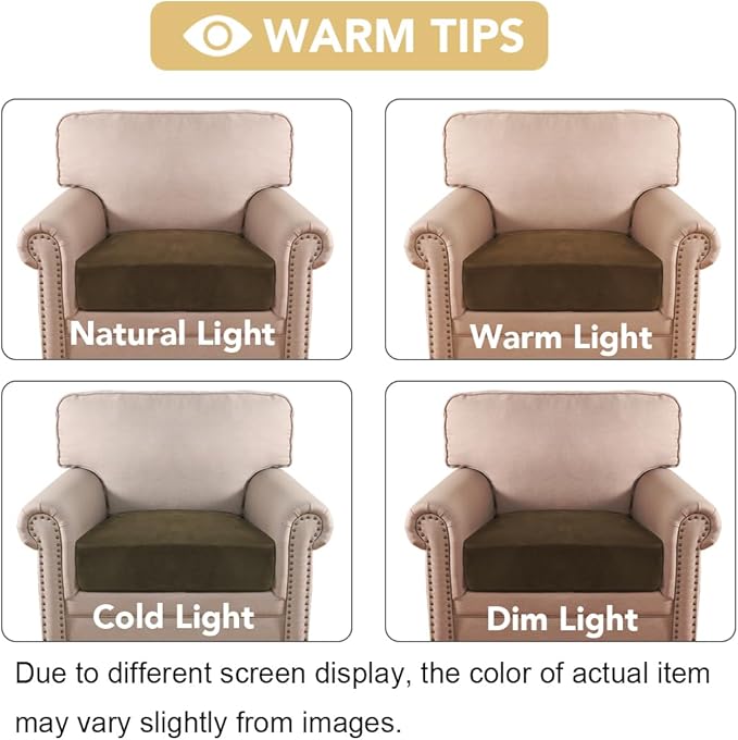 H.VERSAILTEX Velvet Stretch Couch Cushion Cover Plush Cushion Slipcover for Chair Cushion Furniture Protector Seat Cushion Sofa Cover (1 Piece Armchair Cushion Covers, Bronze Brown)