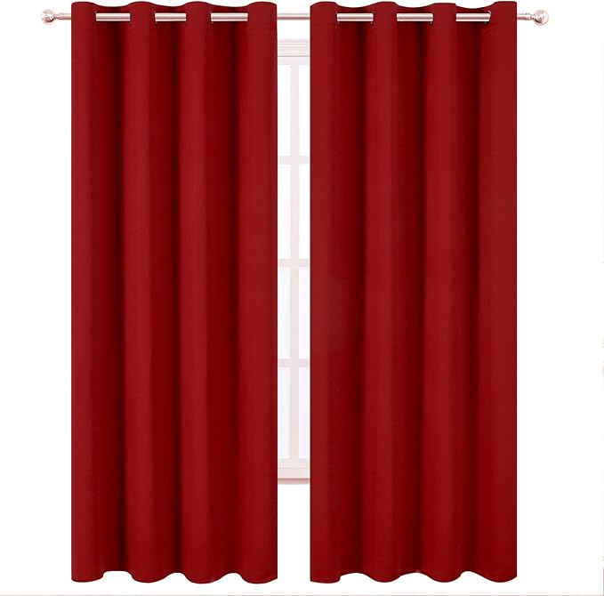 LEMOMO Blackout Curtains 52 x 90 Inch Long Red Curtains Set of 2 Panels Room Darkening Curtains for Bedroom and Living Room