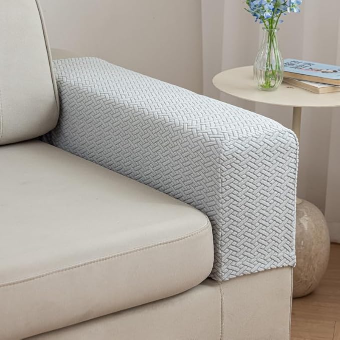 Soothing Home Sofa Covers, Sofa Hero Covers, Wear-Resistant Universal Couch Covers Washable Stretch Sectional Couch Cushion Covers (Light Grey,Arm Rest Covers 2pcs)