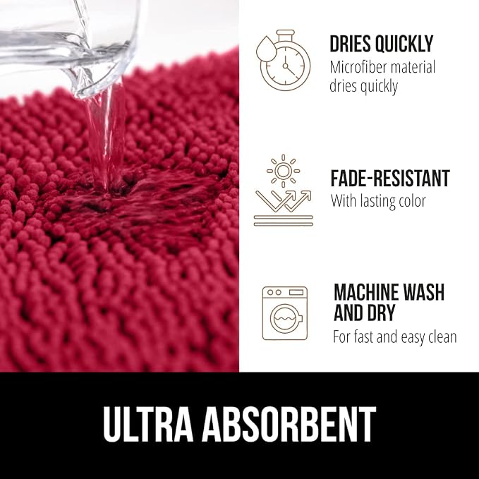 GORILLA GRIP Bath Rug Mat 44x26, Thick Soft Absorbent Chenille, Quick Dry - Image 4