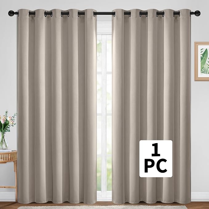 Yakamok Curtain, Wide Thermal Blackout Panel, Sliding Door, Natural, 70 x 84, 1 Panel