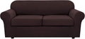 H.VERSAILTEX 3 Piece Stretch Sofa Covers for 2 Cushion Sofa Couch Covers for Living Room Sofa Slipcovers (Base Cover Plus 2 Seat Cushion Covers) Thicker Jacquard Fabric(Large Sofa, Chocolate)