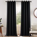 Yakamok Blackout Curtains Room Darkening Thermal Insulated Grommet top Window Curtains for Living Room, 52 x 108 Inch, Black, Set of 2