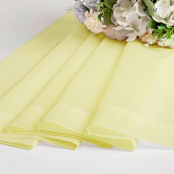 OWENIE Sheer Curtains 96 inches Long 2 Panels Set for Living Room/Bedroom, Rod Pocket Voile Sheer Panel Drapes, Airy Soft Fabric Window Treatments, 2pcs, Each 42" W x 96" L, Light Yellow