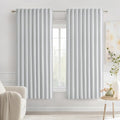 MIULEE Greyish White Back Tab Blackout Curtains 63 Inches Long 2 Panels Set for Living Room Bedroom Privacy, Rod Pocket/Pinch Pleat Thermal Insulated Room Darkening Pleated Light Blocking Drapes
