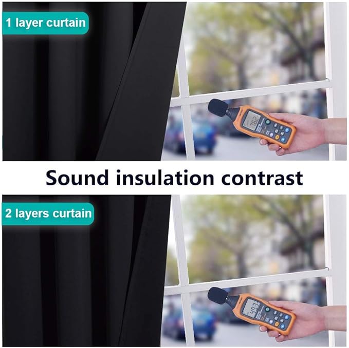 NICETOWN Full Shading Curtains 90 inches Long 2 Panels Set for Windows, Super Heavy-Duty Black Lined Blackout Curtains for Bedroom, Privacy Assured Window Treatment (Black, 52 inches W)