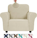 ZNSAYOTX Super Stretch Chair Slipcover (30"-47"), New Striped Sofa Chair Covers for Living Room, Dogs Pet Friendly Anti-Slip Chair Protector Spandex Armchair Slipcovers (Khaki, Chair)
