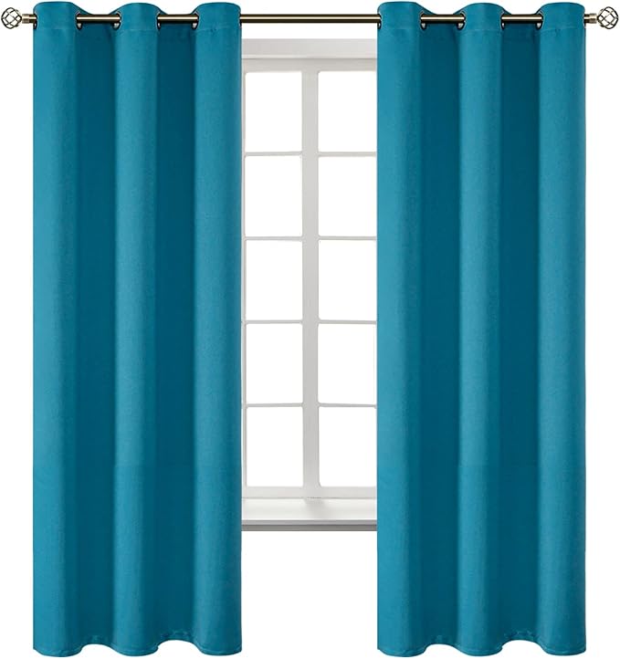 BGment Blackout Curtains - Grommet Thermal Insulated Room Darkening Bedroom and Living Room Curtains, Set of 2 Panels (42 x 63 Inch, Peacock Blue)