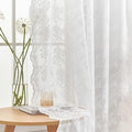 YJ YANJUN Vintage Lace Curtains 102 Inches Long-Victorian Floral Pattern Boho White Sheer Curtain Panels for Living Room Bedroom,Light Filtering, Country Cottage Core Drapes 2 Panels 52W x 102L