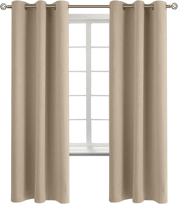 BGment Blackout Curtains - Grommet Thermal Insulated Room Darkening Bedroom and Living Room Curtains, Set of 2 Panels (42 x 72 Inch, Sand)