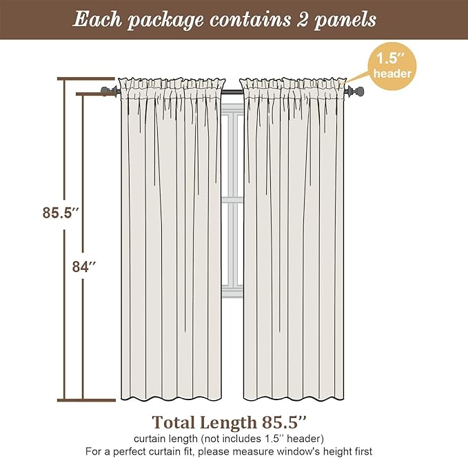 Chyhomenyc Royal Blue Sheer Curtains, 84 Inch Long 2 Panel Set, Rod Pocket Voile Drapes for Living Room, Bedroom - 2PCS, Each 42 W x 84 L