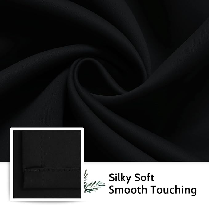 SimpleHome 100% Blackout Curtains for Bedroom,Thermal Insulated Grommet Window Drapes Room Darkening Black Curtains for Living Room with Black Back,42 x 84 Inch,2 Panels