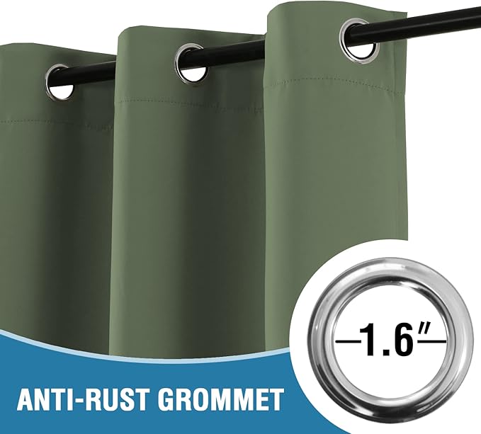 H.VERSAILTEX Doorway Curtain Blackout Closet Door Curtain Room Divider Window Treatment Curtain for Bedroom Thermal Insulated Privacy Drape Soundproof Grommet, 42 x 80 inches, 1 Panel, Bronze Green