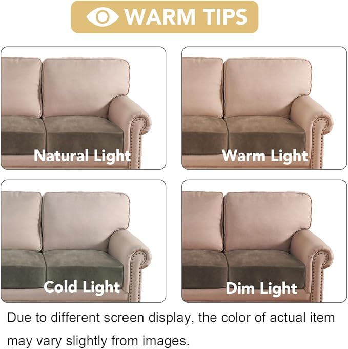 H.VERSAILTEX Velvet Stretch Couch Cushion Cover Plush Cushion Slipcover for Chair Loveseat Sofa Cushion Furniture Protector Seat Cushion Sofa Cover (2 Piece Large Sofa Cushion Covers, Mocha)