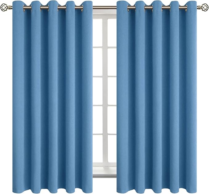 BGment Blackout Curtains - Grommet Thermal Insulated Room Darkening Bedroom and Living Room Curtains, Set of 2 Panels (70 x 63 Inch, Denim)