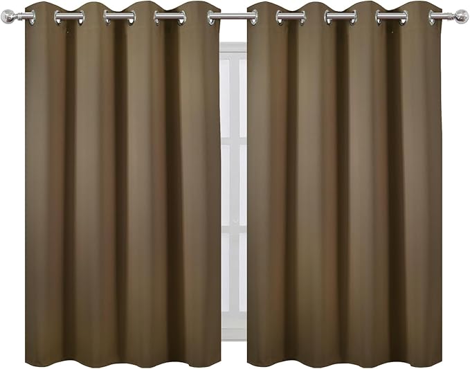 LEMOMO Brown Thermal Blackout Curtains/52 x 45 Inch/Set of 2 Panels Room Darkening Curtains