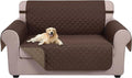U-NICE HOME Loveseat Sofa Cover Reversible Couch Covers for 2 Cushion Couch for Dogs Furniture Protector Cover with Elastic Straps Water Resistant(Loveseat Small, Chocolate/Taupe)