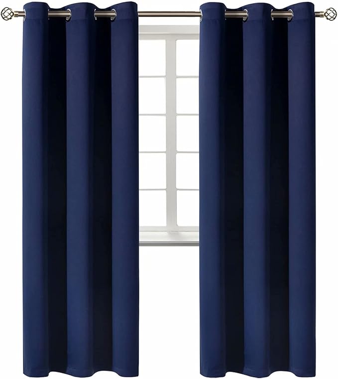 BGment Blackout Curtains 84 inches Long - Grommet Thermal Insulated Room Darkening Window Curtains for Bedroom, Set of 2 Panels (42 x 84 Inch, Navy Blue)