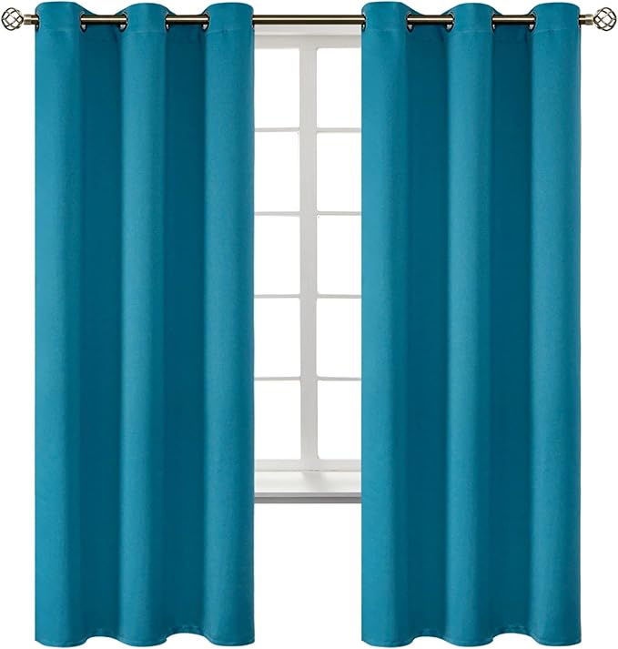 BGment Blackout Curtains - Grommet Thermal Insulated Room Darkening Bedroom and Living Room Curtains, Set of 2 Panels (42 x 72 Inch, Peacock Blue)