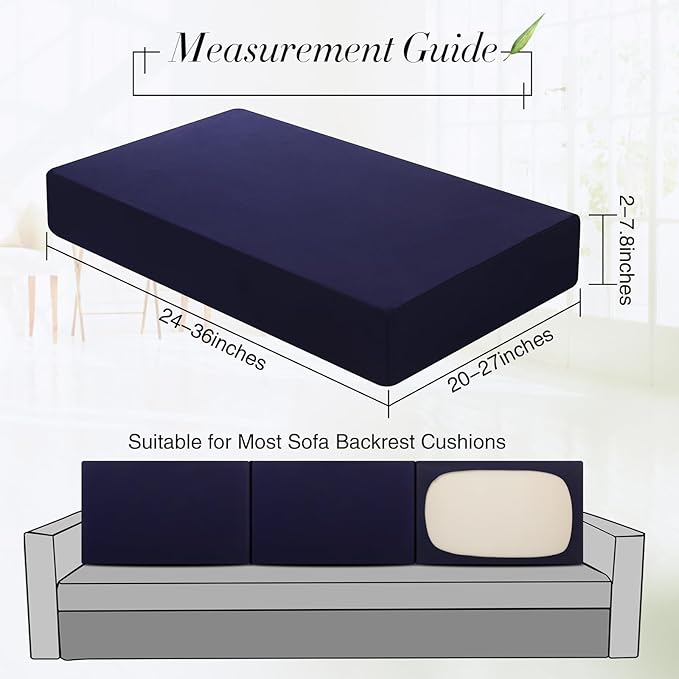 Newwiee Set of 4 Stretch Patio Cushion Covers Sofa Couch Seat Chair Slipcovers Cushion Cover Replacement Furniture Protector for Pets Washable(Navy Blue,Back Cover,Solid)