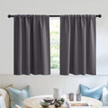 RYB HOME Blackout Privacy Bathroom Window Curtains, Short Thermal Insulated Heat Blocking Privacy Rod Pocket Half Window Curtain Tiers for Nursery Bedroom, Width 42 by Length 30, Grey, 2 Panels