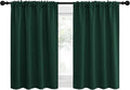NICETOWN 2 Panels Blackout Curtains, Rod Pocket Thermal Insulated Drapes for Kitchen, Heavy Duty Small Window Treatment for Dorm Room, Studio Apartment, Basement (Hunter Green, W42 x L30)