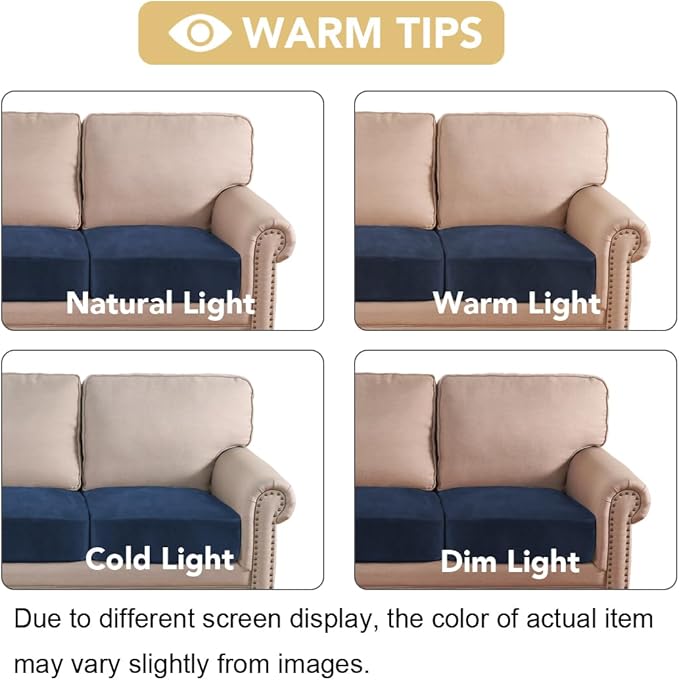 H.VERSAILTEX Velvet Stretch Couch Cushion Cover Plush Cushion Slipcover for Chair Loveseat Sofa Cushion Furniture Protector Seat Cushion Sofa Cover (2 Piece Medium Sofa Cushion Covers, Navy)