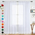 SpaceDresser Basic Rod Pocket Sheer Voile Window Curtain Panels White 1 Pair 2 Panels 38 Width 84 Inch Long for Kitchen Bedroom Children Living Room Yard(White,38 W x 84 L)