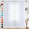 SpaceDresser Basic Rod Pocket Sheer Voile Window Curtain Panels White 1 Pair 2 Panels 52 Width 63 Inch Long for Kitchen Bedroom Children Living Room Yard(White,52 W x 63 L)
