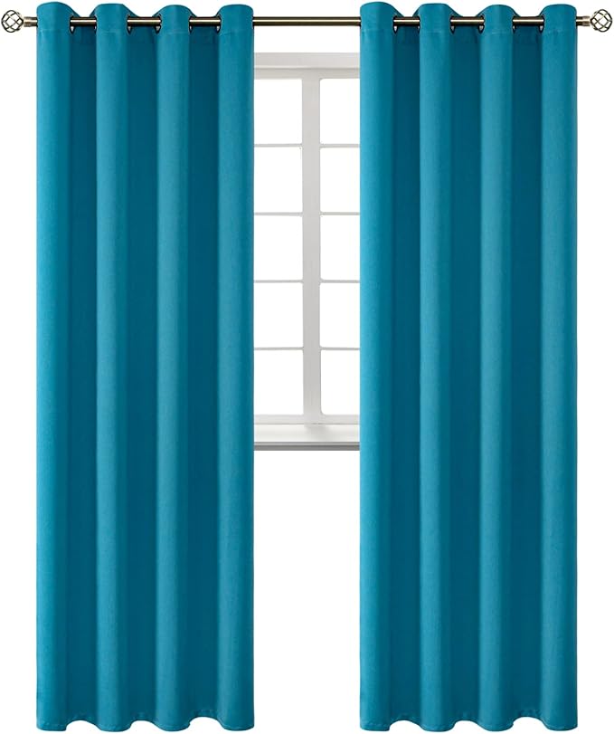 BGment Blackout Curtains - Grommet Thermal Insulated Room Darkening Bedroom and Living Room Curtains, Set of 2 Panels (52 x 120 Inch, Peacock Blue)