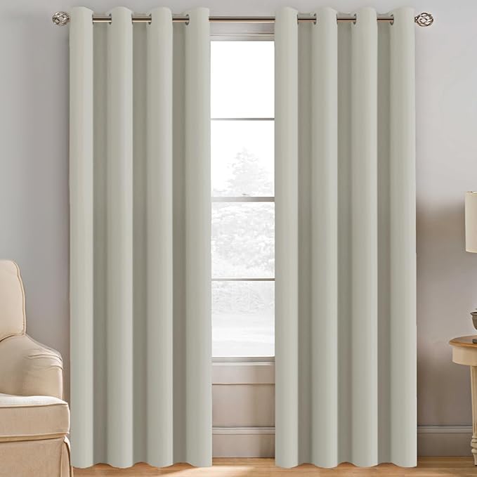 H.VERSAILTEX Light Blocking Curtain for Living Room Thermal Insulated Window Treatment Panel/Drape for Dining Room, Elegant Soft Curtain for Bedroom Grommet Top One Panel (Ivory - 52x102 Inches)