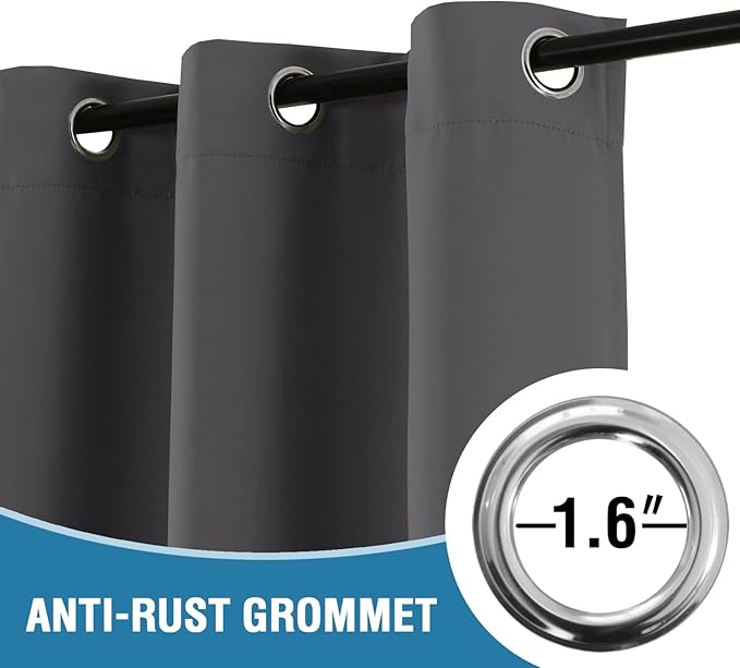 H.VERSAILTEX Doorway Curtain Blackout Closet Door Curtain Room Divider Window Treatment Curtain for Bedroom Thermal Insulated Privacy Drape Soundproof Grommet, 42 x 80 inches, 1 Panel, Charcoal Grey