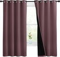 NICETOWN Bedroom Full Blackout Room Warming Curtain Panels, Super Thick Insulated Window Covers, Complete Blackout Draperies with Black Liner for Short Window (Dry Rose, Set of 2, 55 by 68-inch)